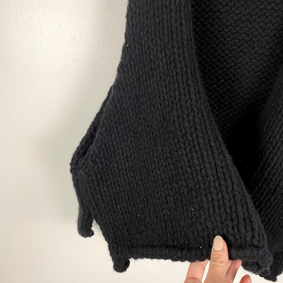 Eskandar Superfine Wool and Angora Chunky Knit Sweater Vest Black - Picture 2 of 5